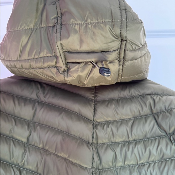 olive green puffer zip up with hood from lands end size m - Picture 5 of 5